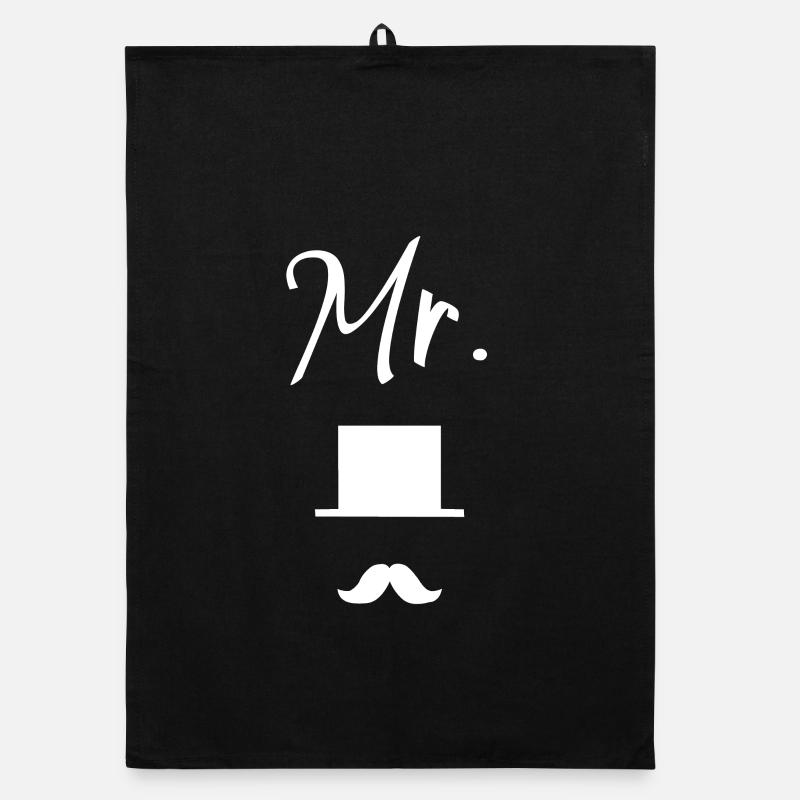Mr Gentleman Icon – Hut & Schnurrbart Wedding Organic Geschirrtuch