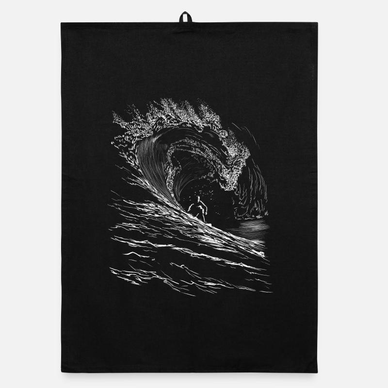 Surfing - Organic Geschirrtuch - Schwarz