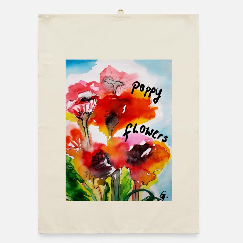 EG Fleurs I Coquelicots I Fleurs de pavot Torchon bio
