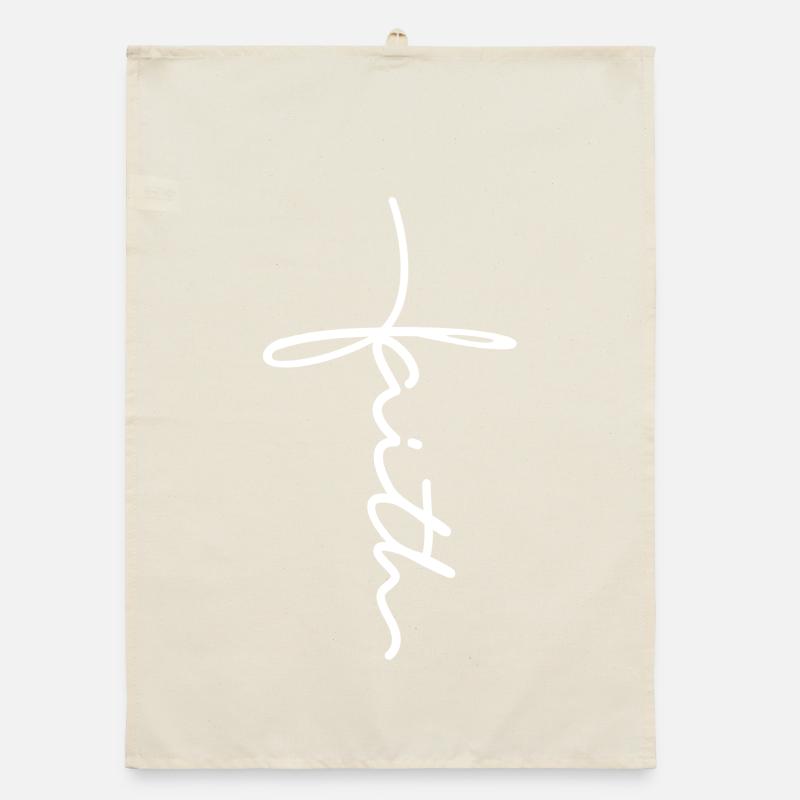 Faith Cross Script Organic dish towel