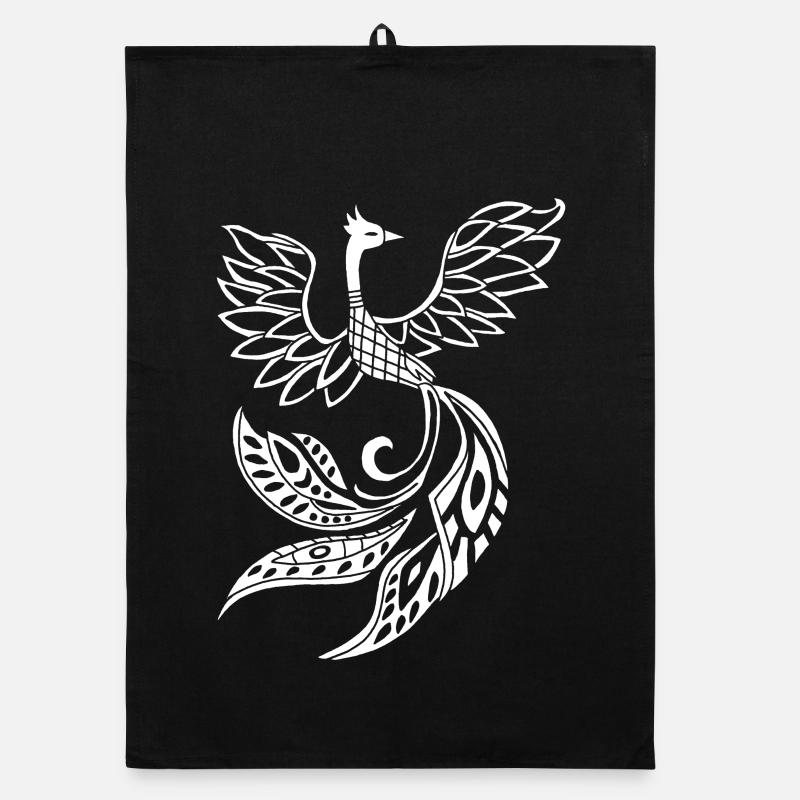 White phoenix bird Organic dish towel