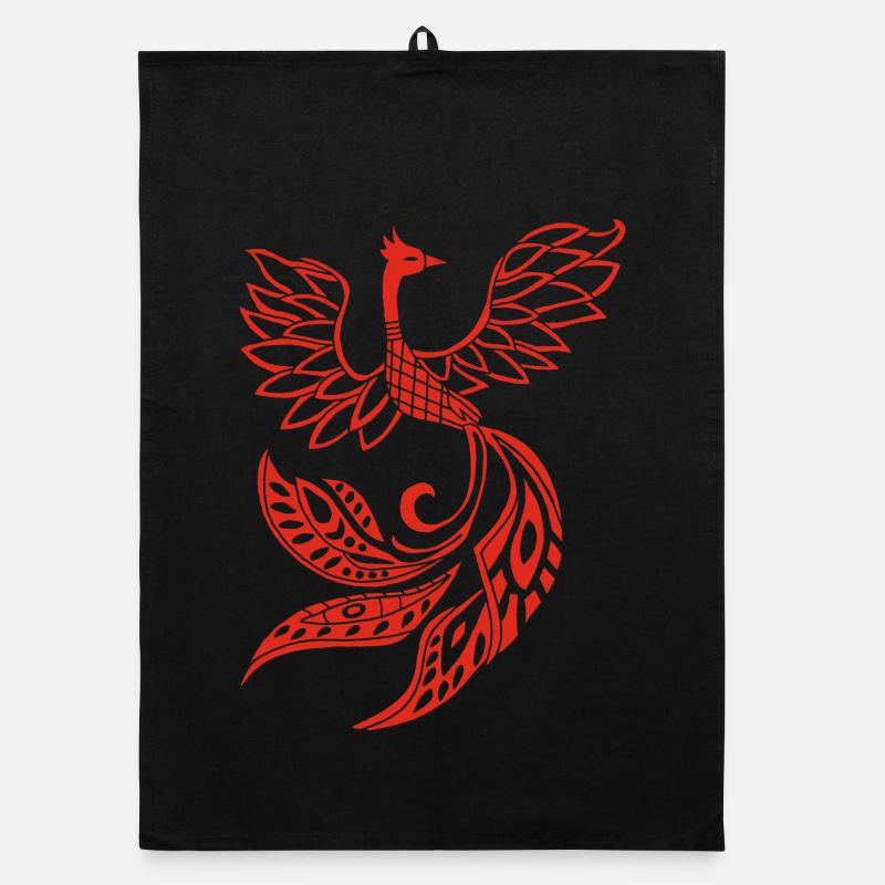 Oiseau phénix rouge Torchon bio