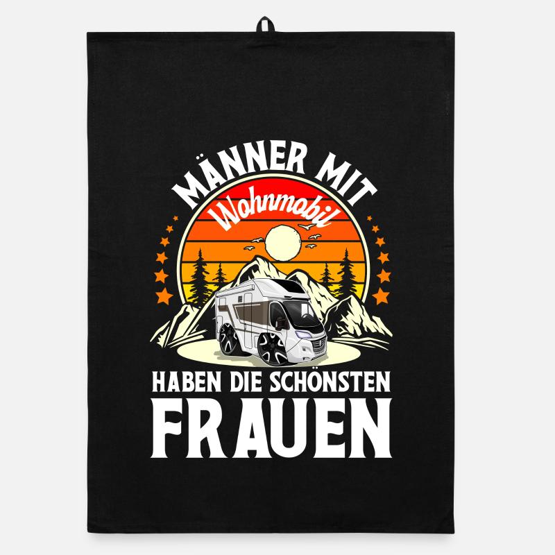 Camping Camper Campen - Organic Geschirrtuch - Schwarz