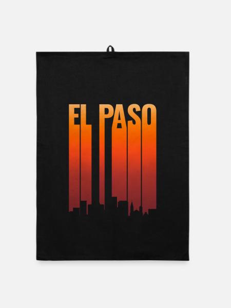 El Paso Skyline Sunset - Organic dish towel - black - Front