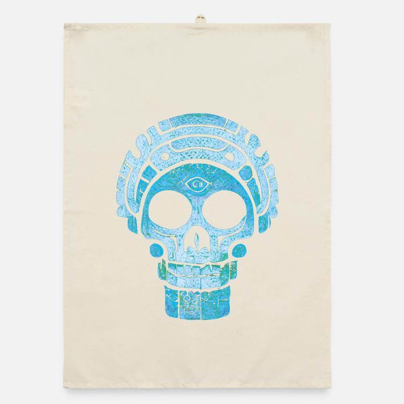 Tête De Mort Maya Bleue Torchon bio