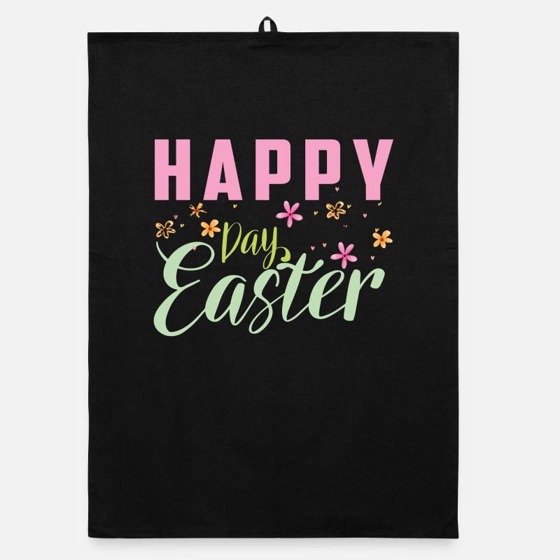 Happy Easter design with flowers Organic dish towel
