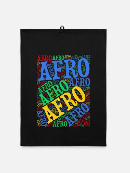 T-Shirt Afro Wortwolke T-Shirt Geschenkidee - Organic Geschirrtuch - Schwarz - Vorne