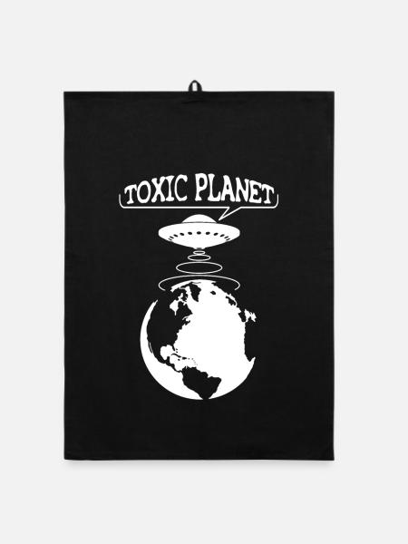 Toxic Planet - UFO ecology - Organic dish towel - black - Front