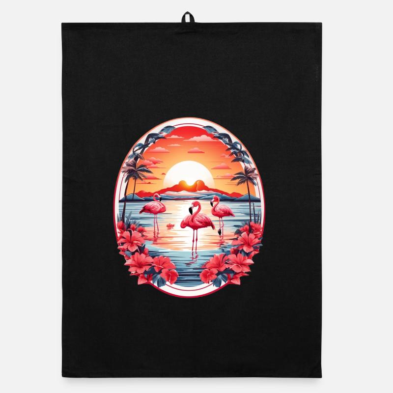 Flamingos Organic dish towel