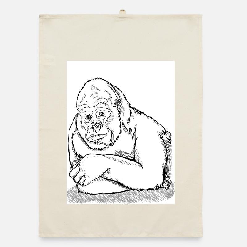 Nachdenklicher Gorilla Organic Geschirrtuch
