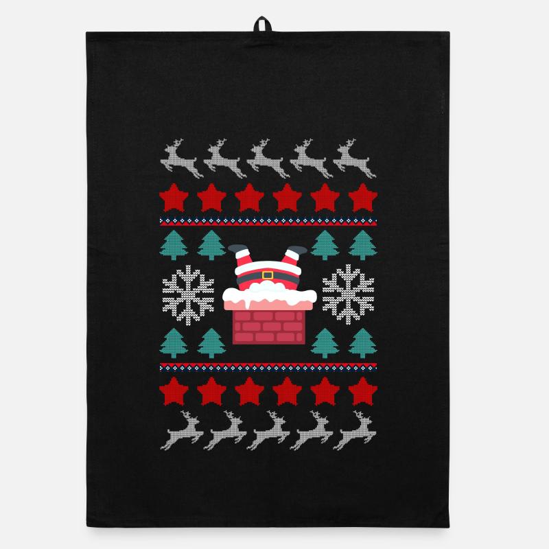 Santa's Upside Down in the Chimney Organic dish towel