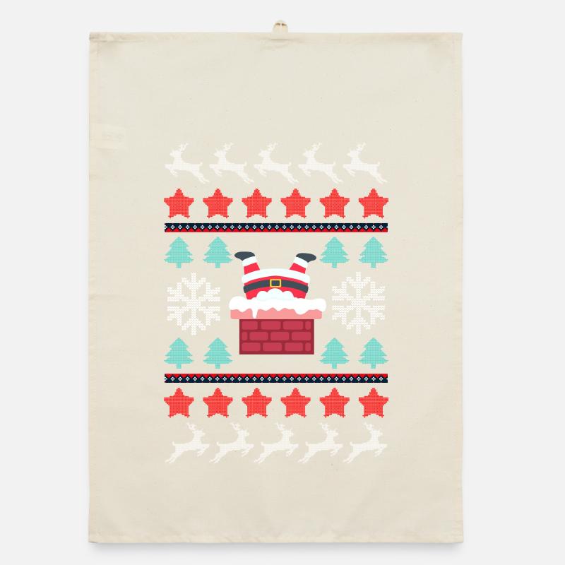 Santa's Upside Down in the Chimney Organic dish towel