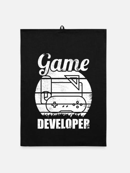 Games Developer - Organic dish towel - black - Front