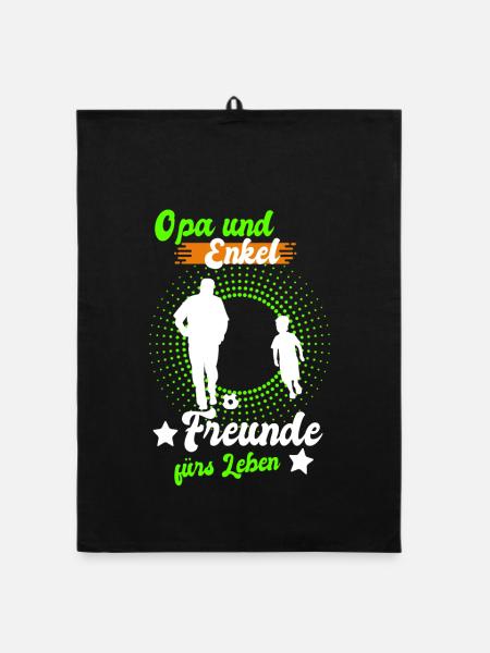 Opa und Enkel Freunde - Organic Geschirrtuch - Schwarz - Vorne