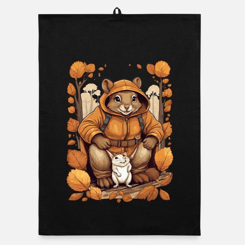 Écureuil mignon avec souris Torchon bio