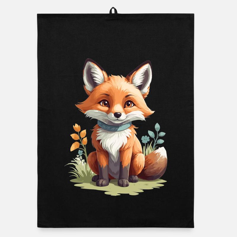 Cute little fox Organic dish towel