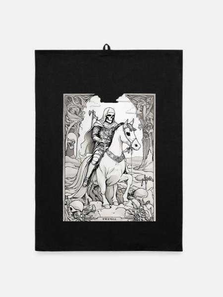 Todesreiter Tarot Illustration - Organic Geschirrtuch - Schwarz - Vorne