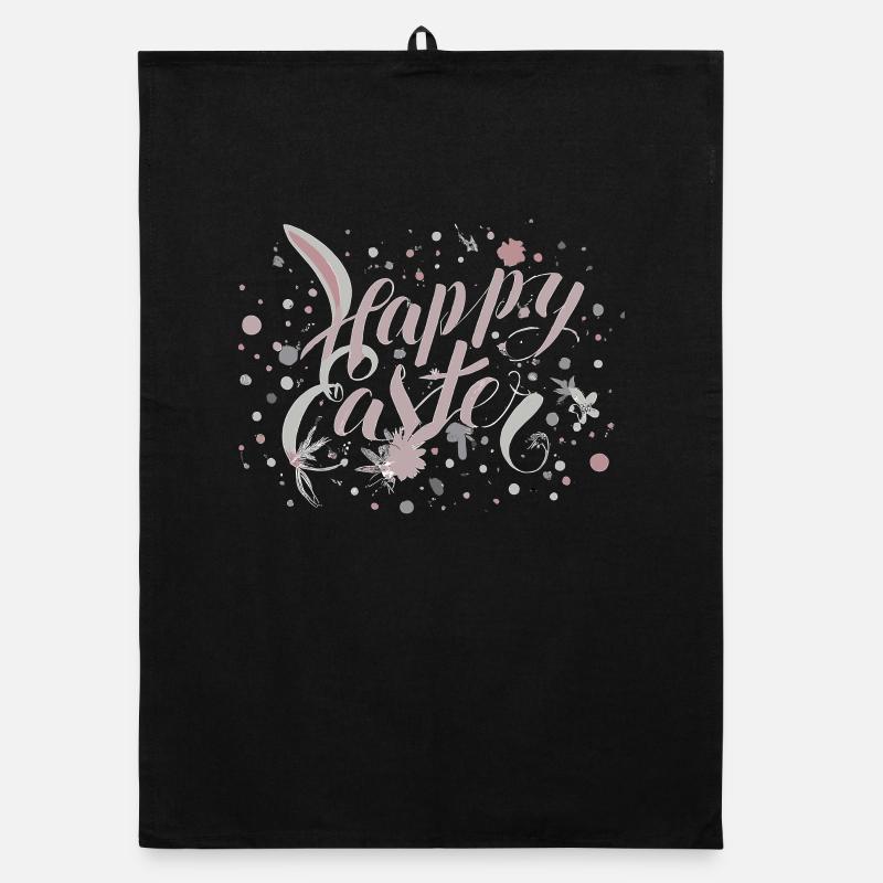 Easter greeting with floral lettering Organic dish towel