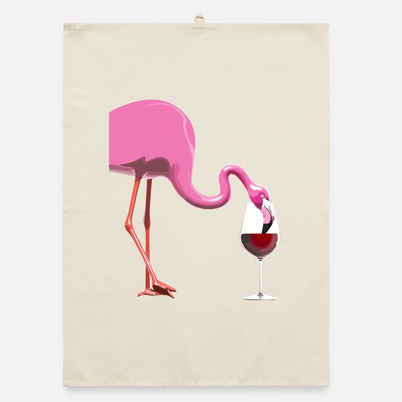 Flamingo mit Weinglas Organic Geschirrtuch