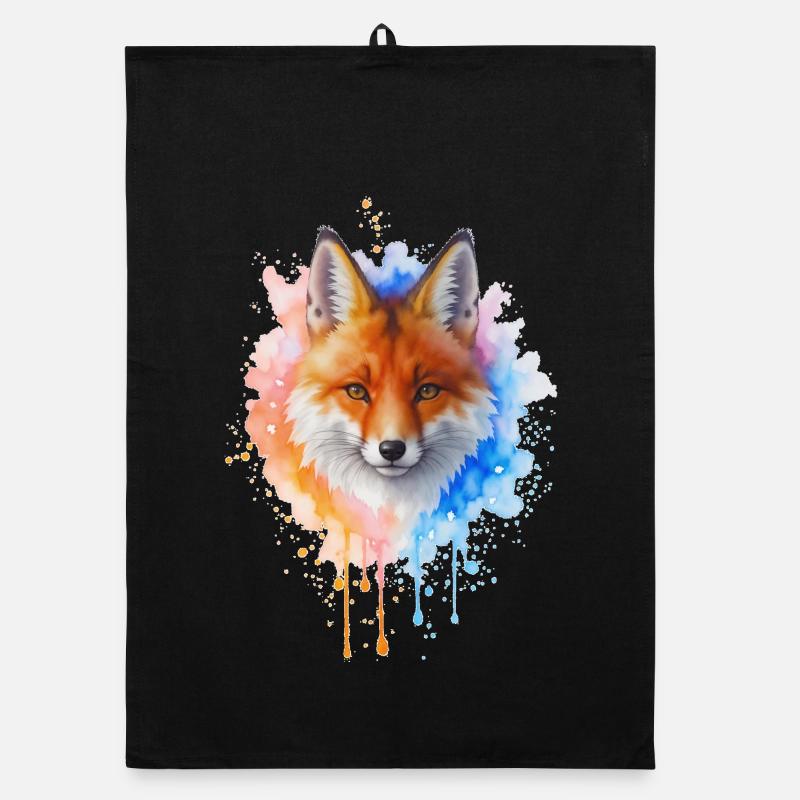 Aquarell Fuchs Organic Geschirrtuch