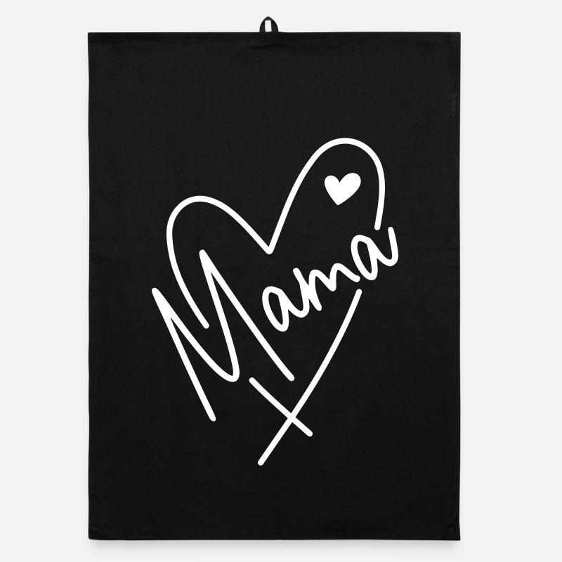 Mama Herz  - Organic Geschirrtuch - Schwarz