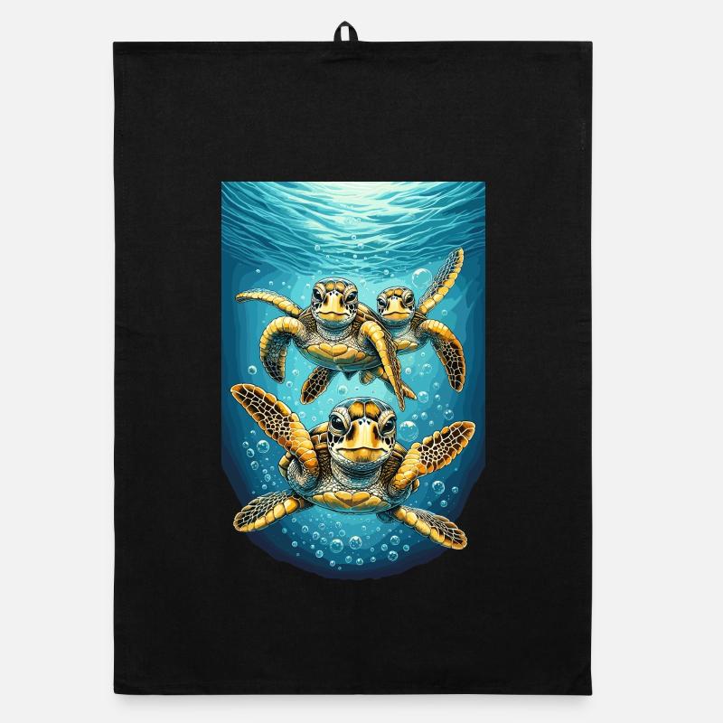 Turtle Abstraction Underwater Design Organic dish towel