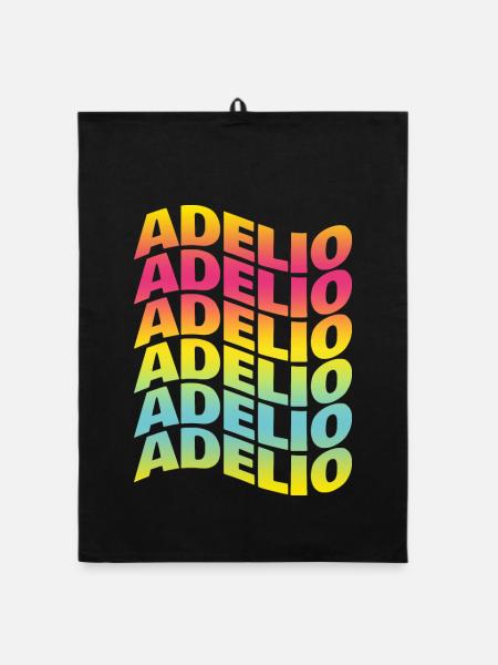 t-shirt Adelio text wave effect wave text - Organic dish towel - black - Front