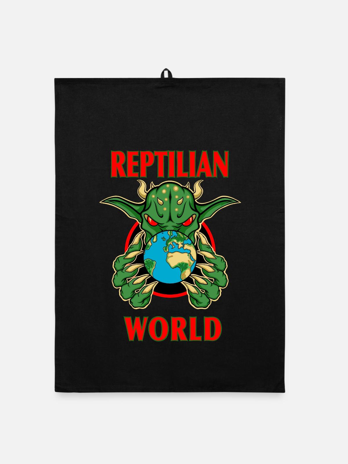 REPTILIEN - Torchon bio - noir - Devant