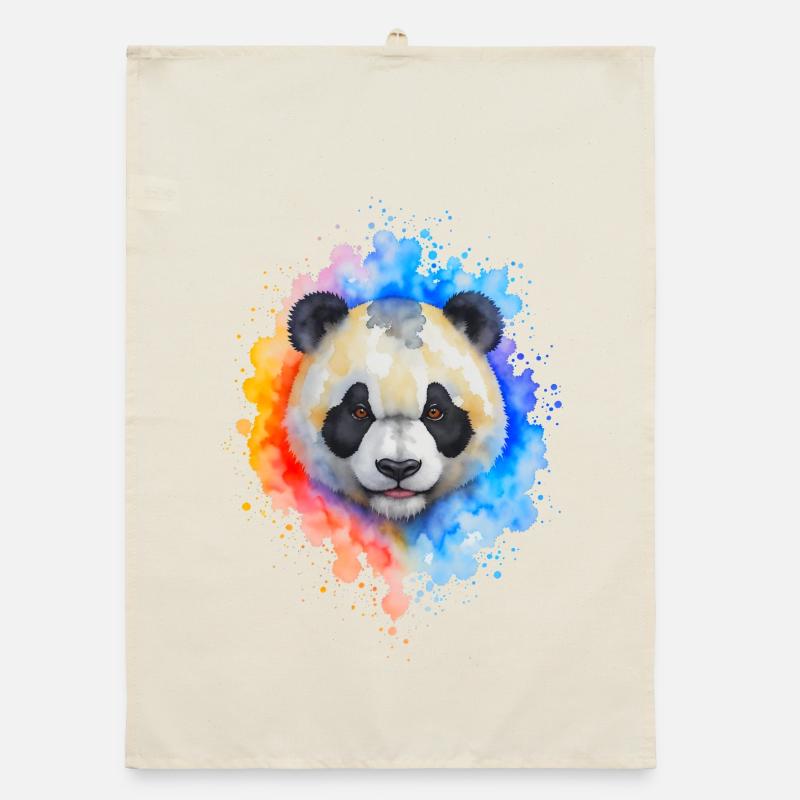 Watercolor Panda Splash Organic dish towel