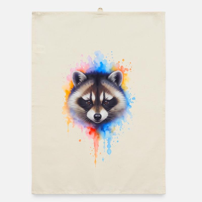 Explosion de couleurs aquarelle de raton laveur Torchon bio