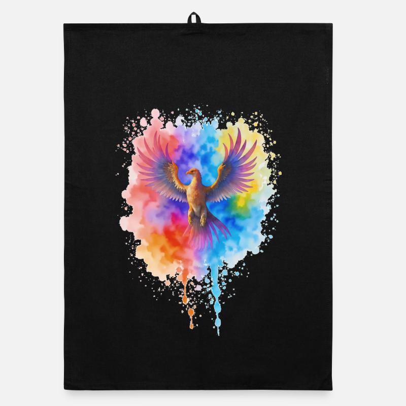 Rushing Watercolor Phoenix Organic dish towel