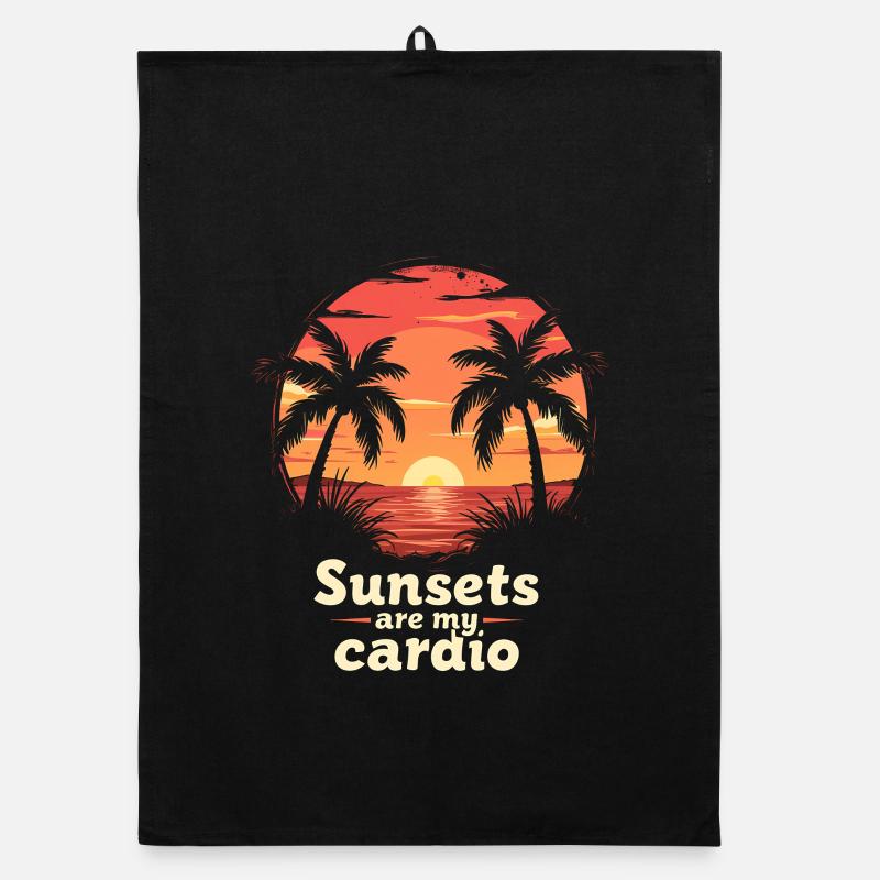 Les couchers de soleil sont mon cardio Torchon bio