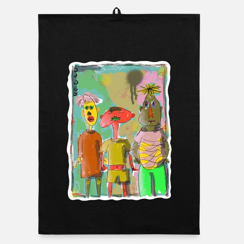 Illustration de trois amis « Dudes » Torchon bio