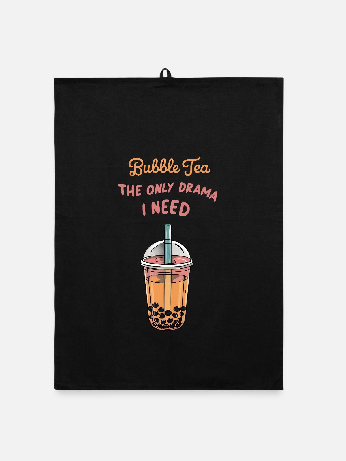 Bubble Tea Drama - Organic Geschirrtuch - Schwarz - Vorne