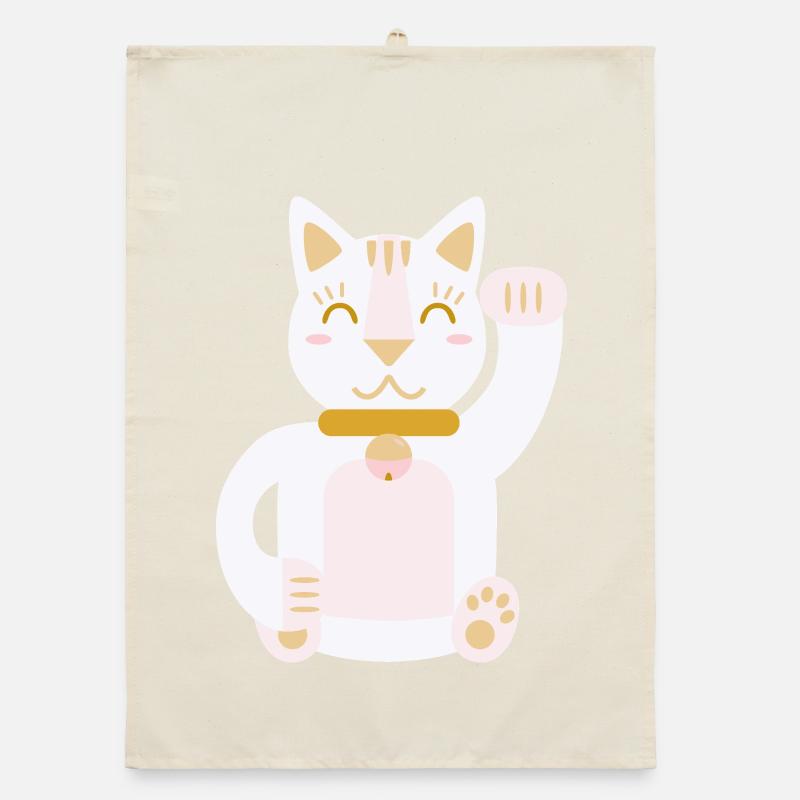 Maneki Neko L Lucky Cat Organic Geschirrtuch