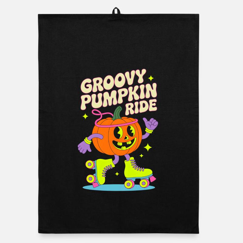 Groovy Pumpkin Inline Skate - Organic Geschirrtuch - Schwarz