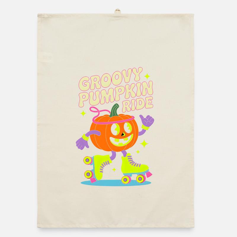Groovy Pumpkin Inline Skate Organic Geschirrtuch