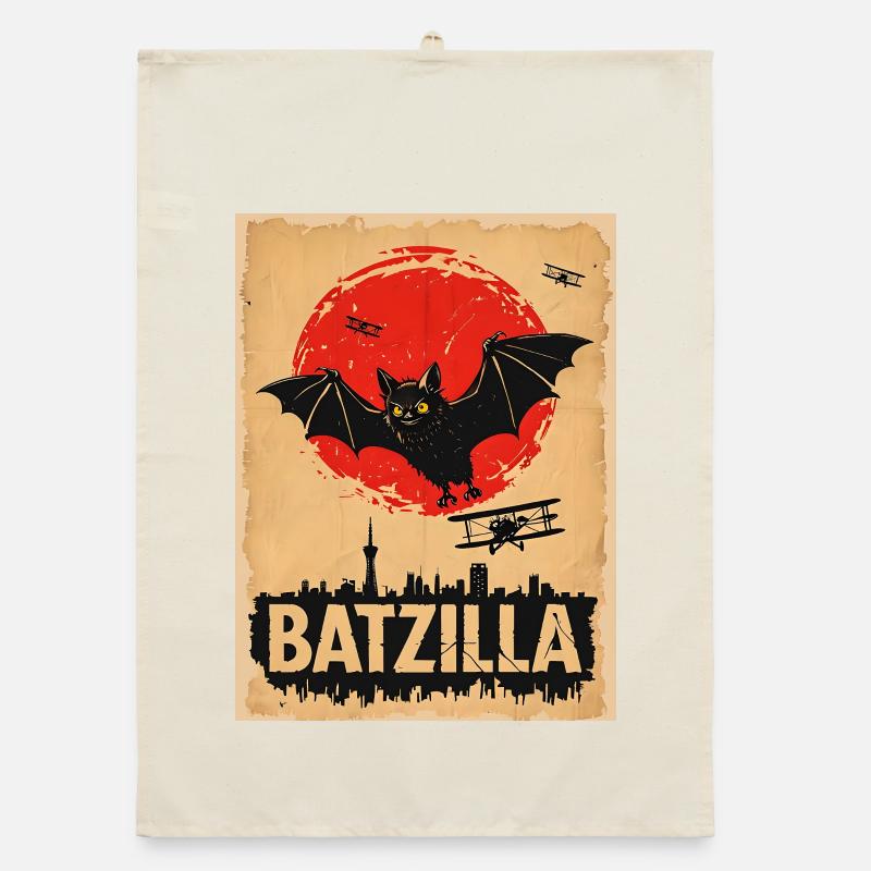 Fledermaus im Vintage-Stil mit Batzilla Organic Geschirrtuch