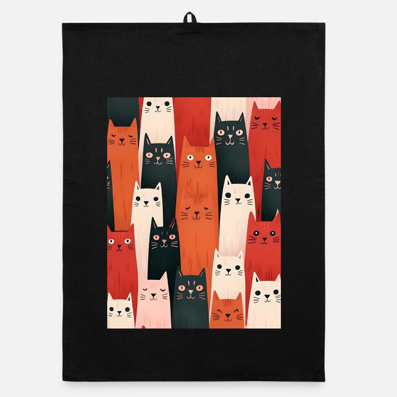 Bunte Katzen Illustration Organic Geschirrtuch