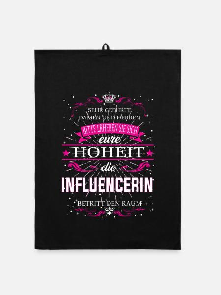 Eure Hoheit die Influencerin betritt den Raum - Organic Geschirrtuch - Schwarz - Vorne