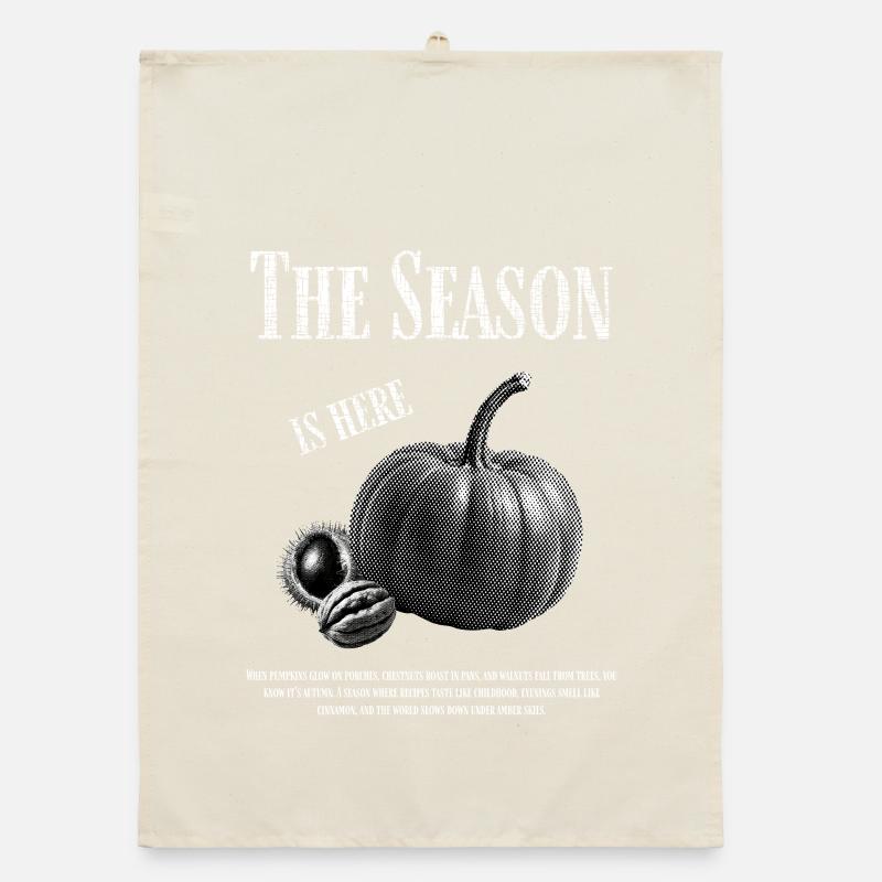 Design d'automne avec citrouille et noix Torchon bio