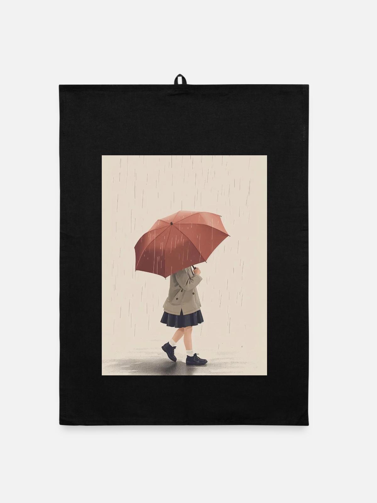 Garde d'Enfant sous Pluie - Torchon bio - noir - Devant