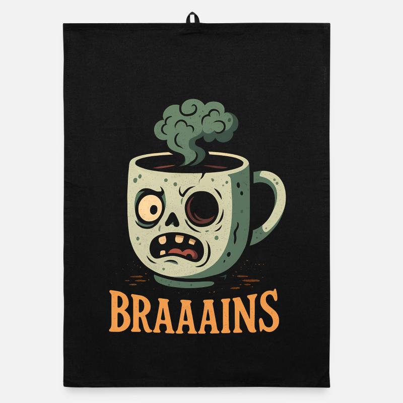 Coffee mug with zombie face Organic dish towel
