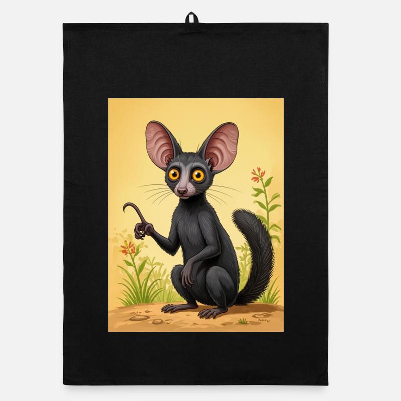 Aye-Aye Farceur nocturne de Madagascar, large e Torchon bio