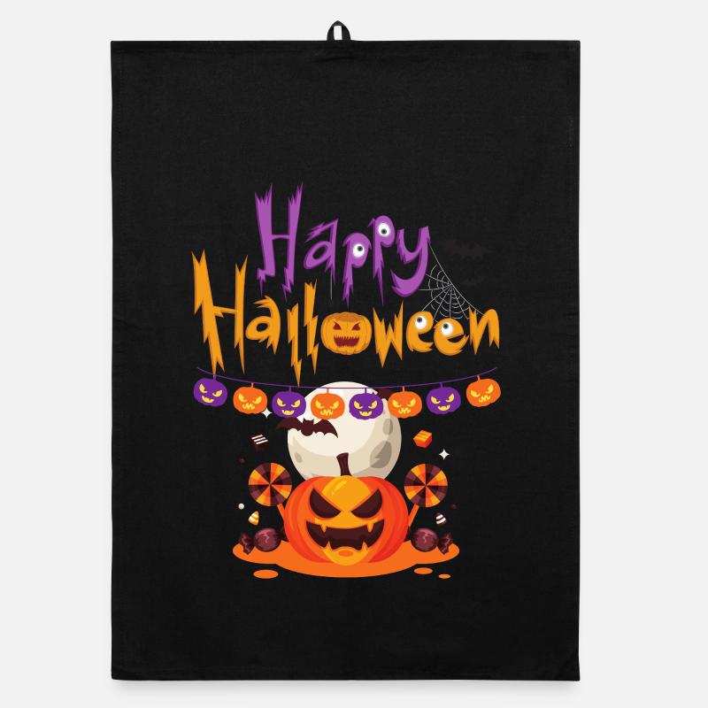 Joyeux plaisir de citrouille d’Halloween Torchon bio