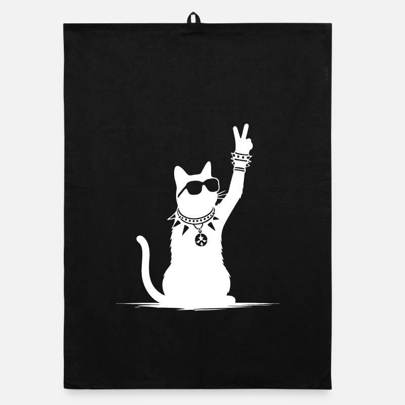 Rocker Katze Design – Cool & Laut Organic Geschirrtuch