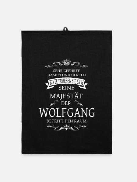 Seine Majestät der Wolfgang betritt den Raum - Organic Geschirrtuch - Schwarz - Vorne