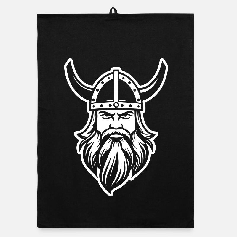 Guerrier à tête viking Valhalla Odin Torchon bio