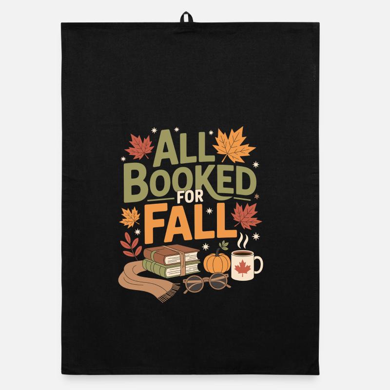 All Booked for Fall - Organic Geschirrtuch - Schwarz