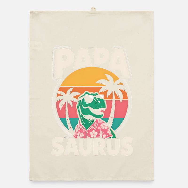 Papa Saurus Rex Dinosaurier Vatertag Geschenk Organic Geschirrtuch